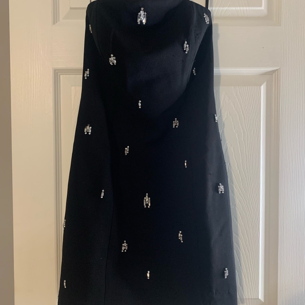 White House Black Market Black Strapless Beaded Dress